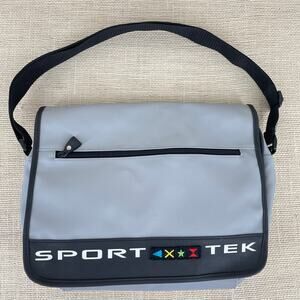 Sport‎ Tek Nylon Crossbody Messenger Transit Bag Vintage 90's y2k, Gray Black
